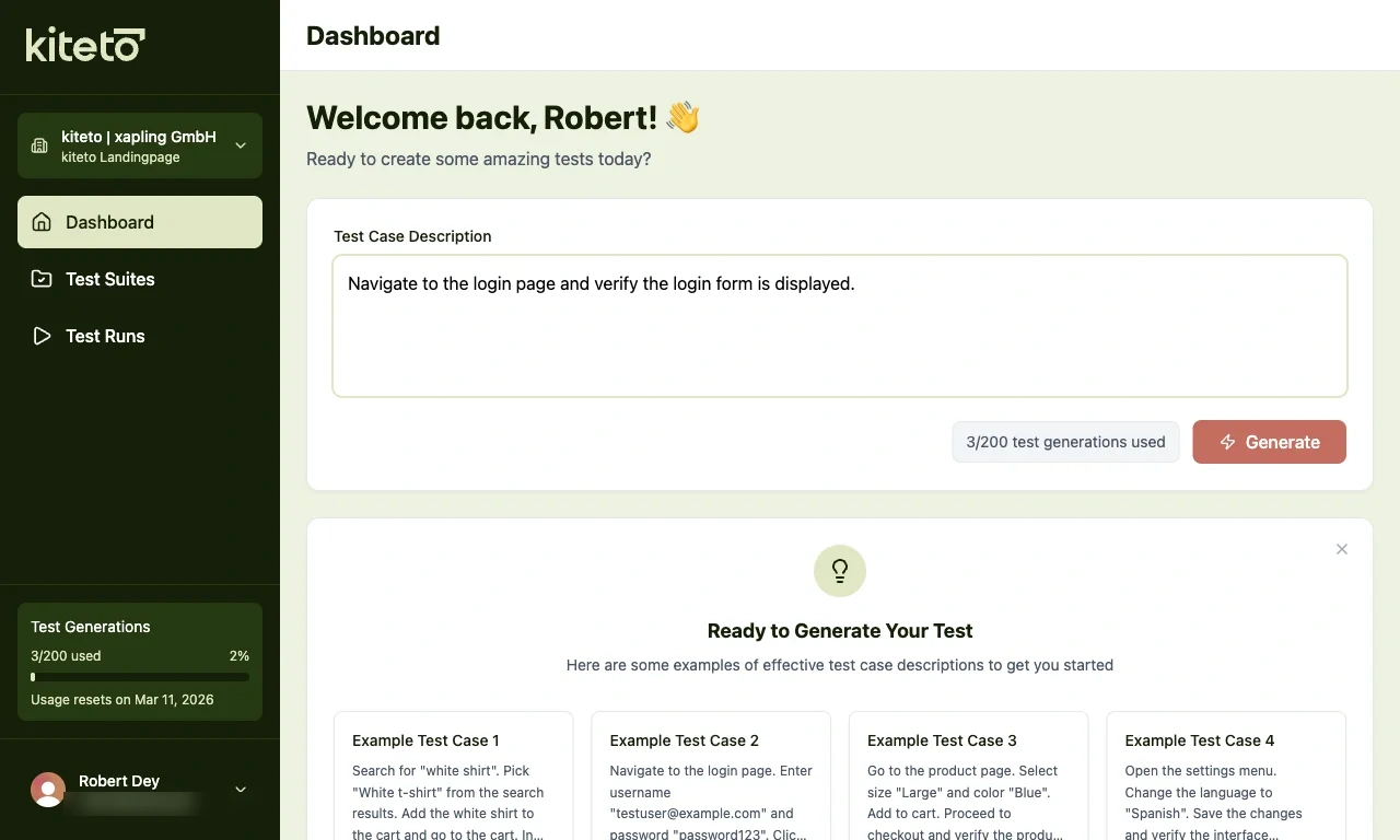 Test case description filled in